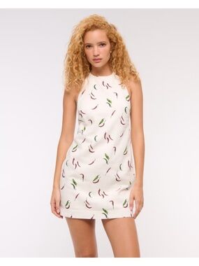 Women's Abercrombie linen Pepper Print Halter Dress